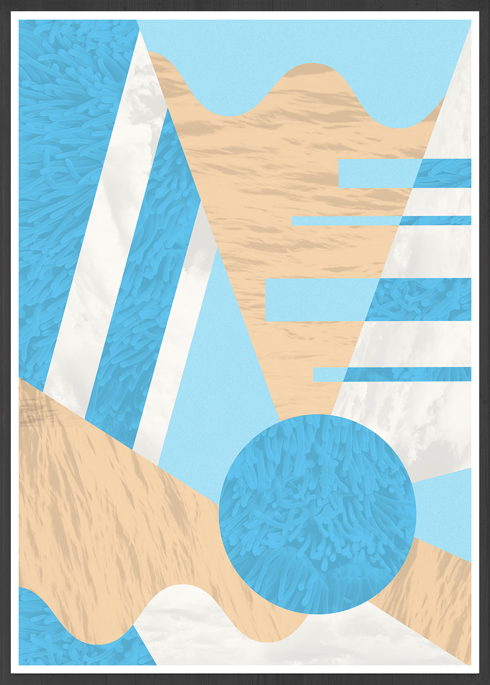 Aqua Coral Geometric Wall Art Print