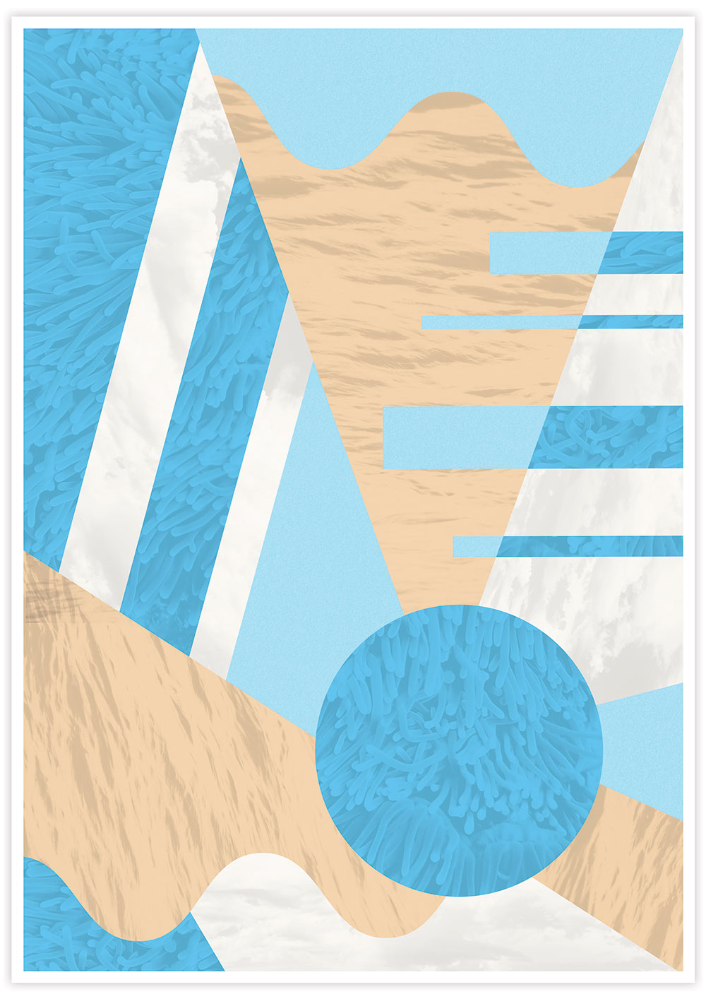 Aqua Coral Geometric Wall Art Print