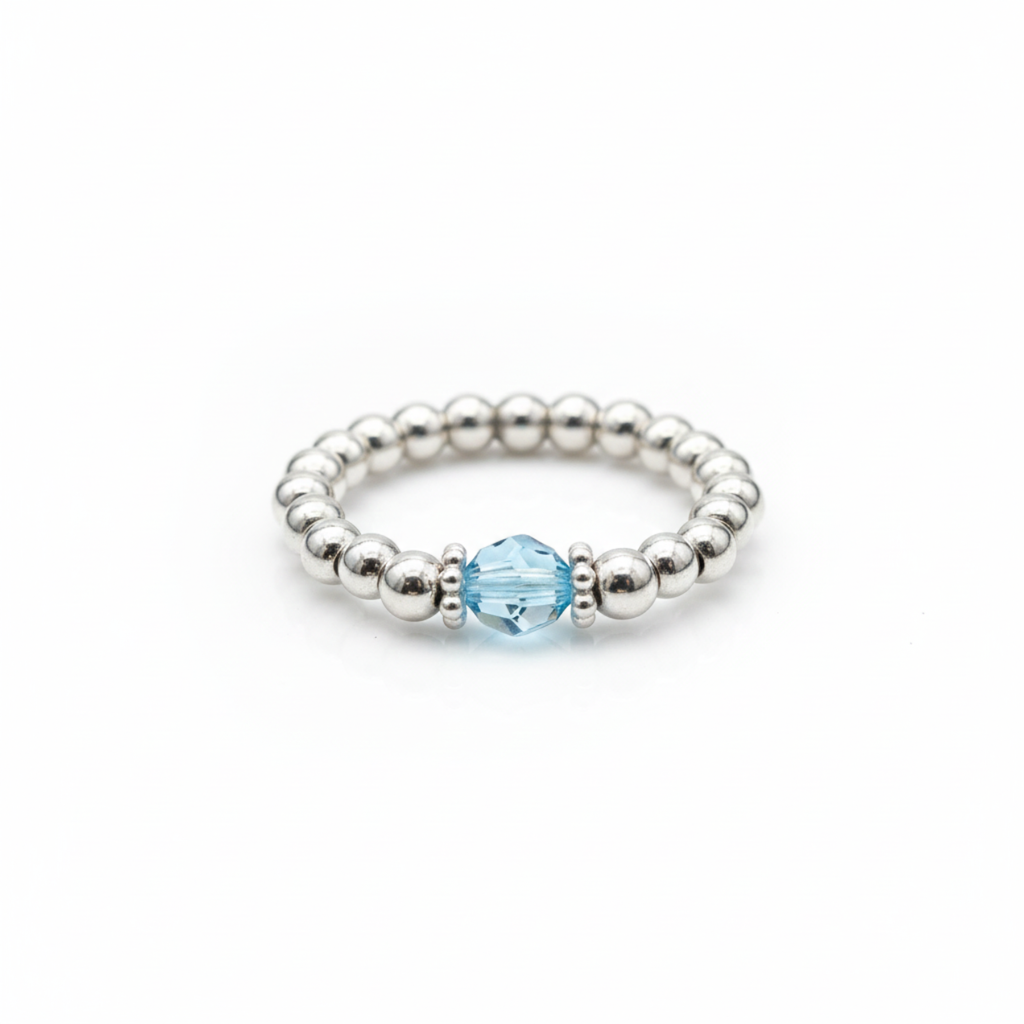 Aquamarine Crystal Ring in Sterling Silver