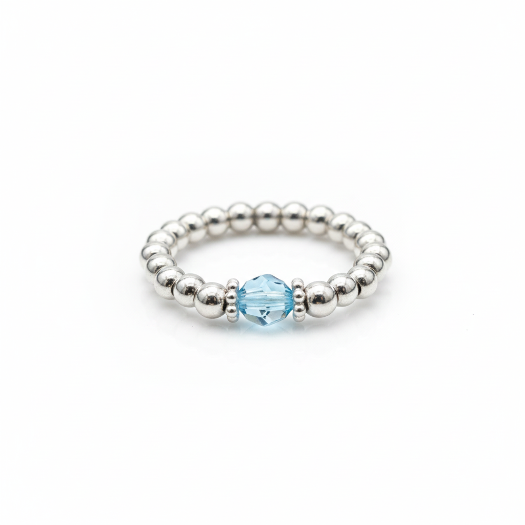 Aquamarine Crystal Ring in Sterling Silver