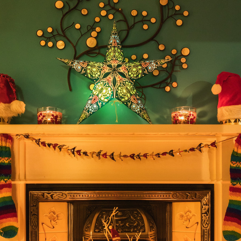 Damask Aquamarine Star Lantern