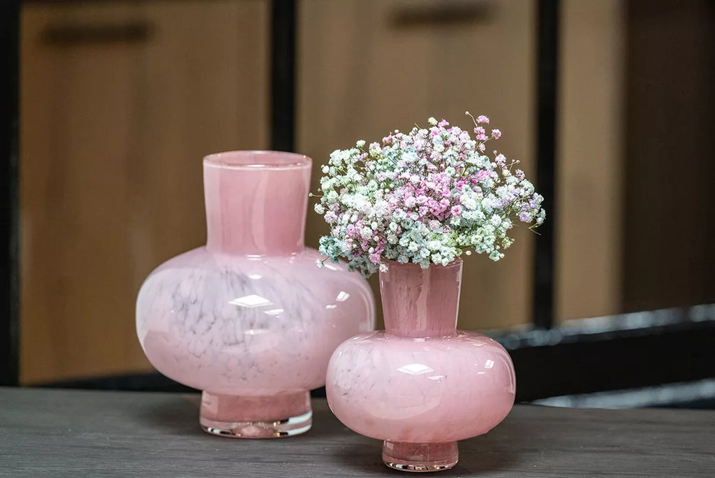 Modest Rose Mouth Blown Glass Vase