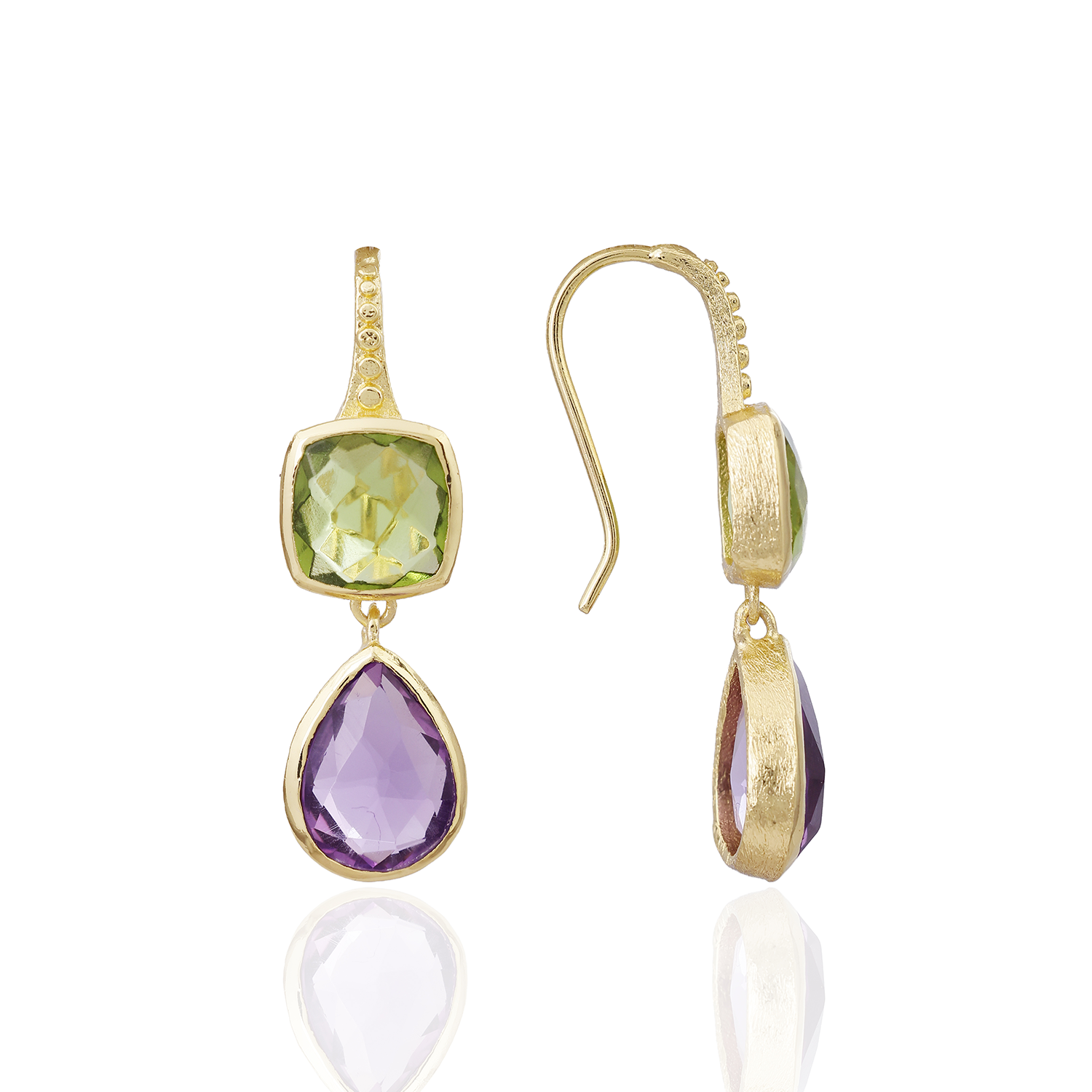 Charis Double Gemstone Earrings Peridot & Amethyst