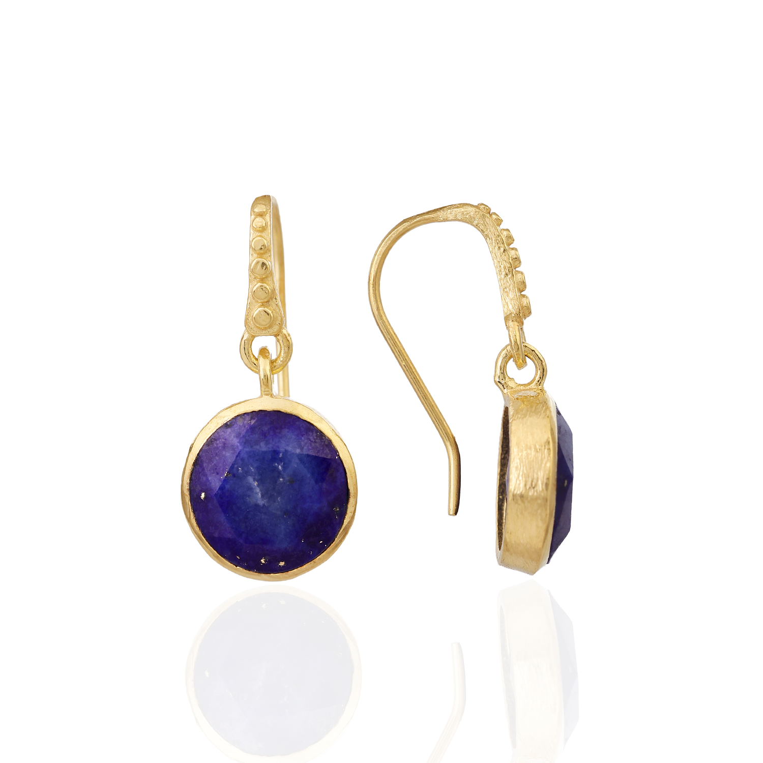 Charis Round Gemstone Earrings Lapis