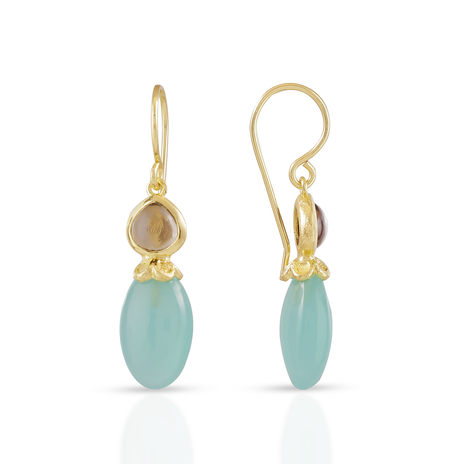 Persephone Double Gemstone Earrings Pariba Onyx and Smoky Quartz