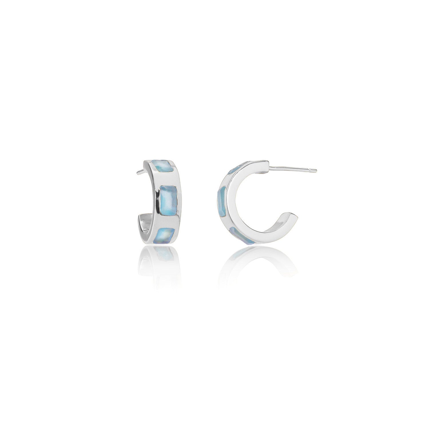 Cora Chunky Huggie Hoops Silver Pariba Onyx