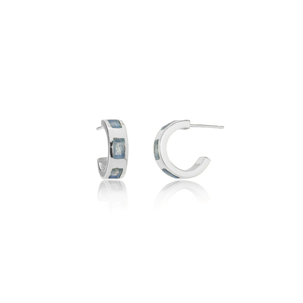 Cora Chunky Huggie Hoops Silver Labradorite