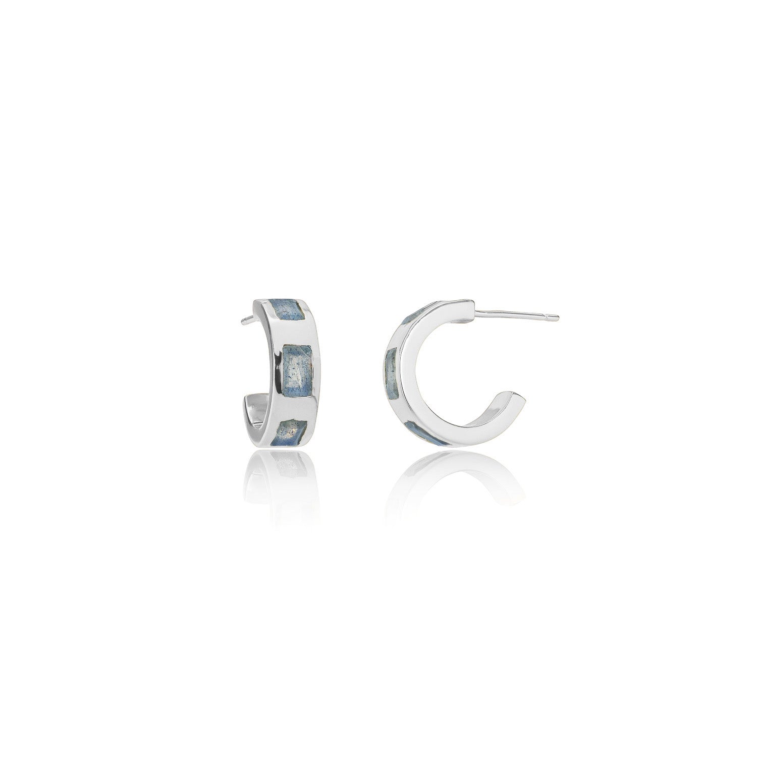 Cora Chunky Huggie Hoops Silver Labradorite