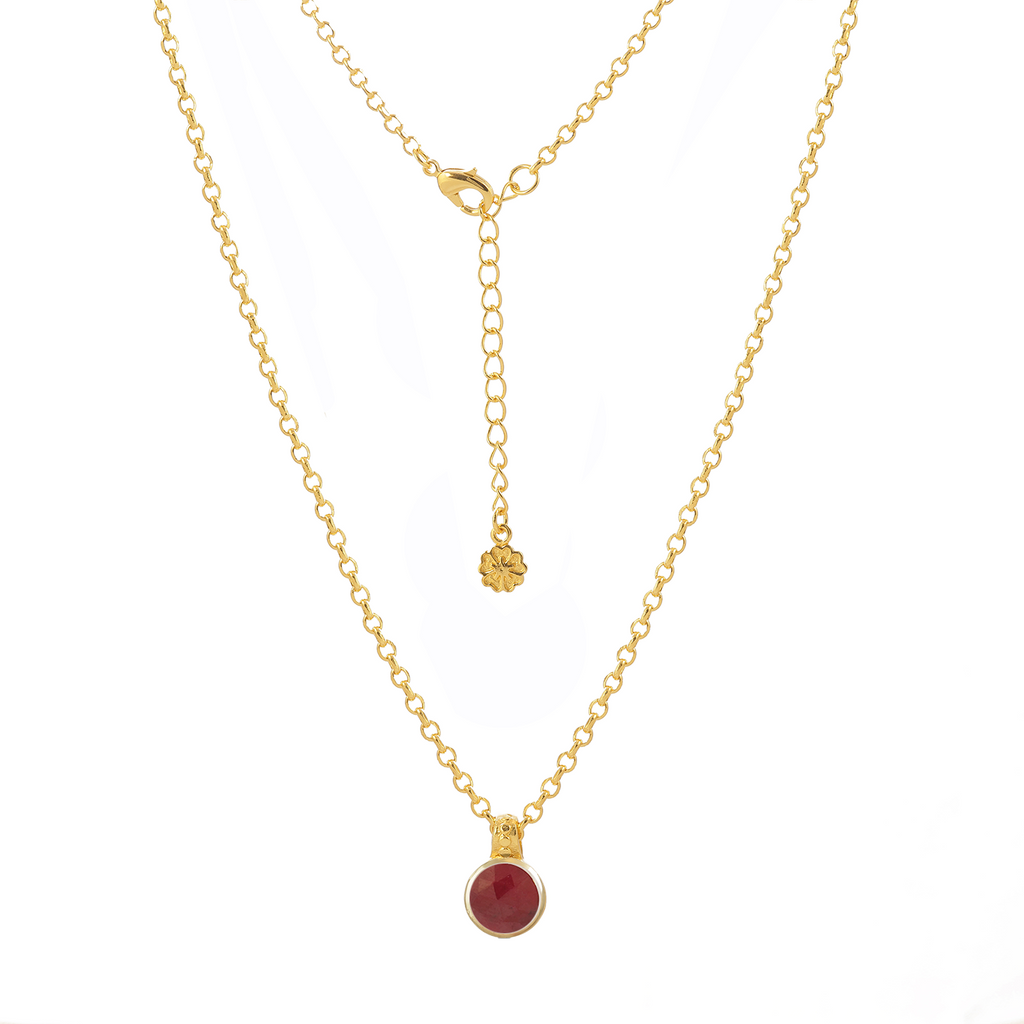 Charis Round Gemstone Necklace Ruby