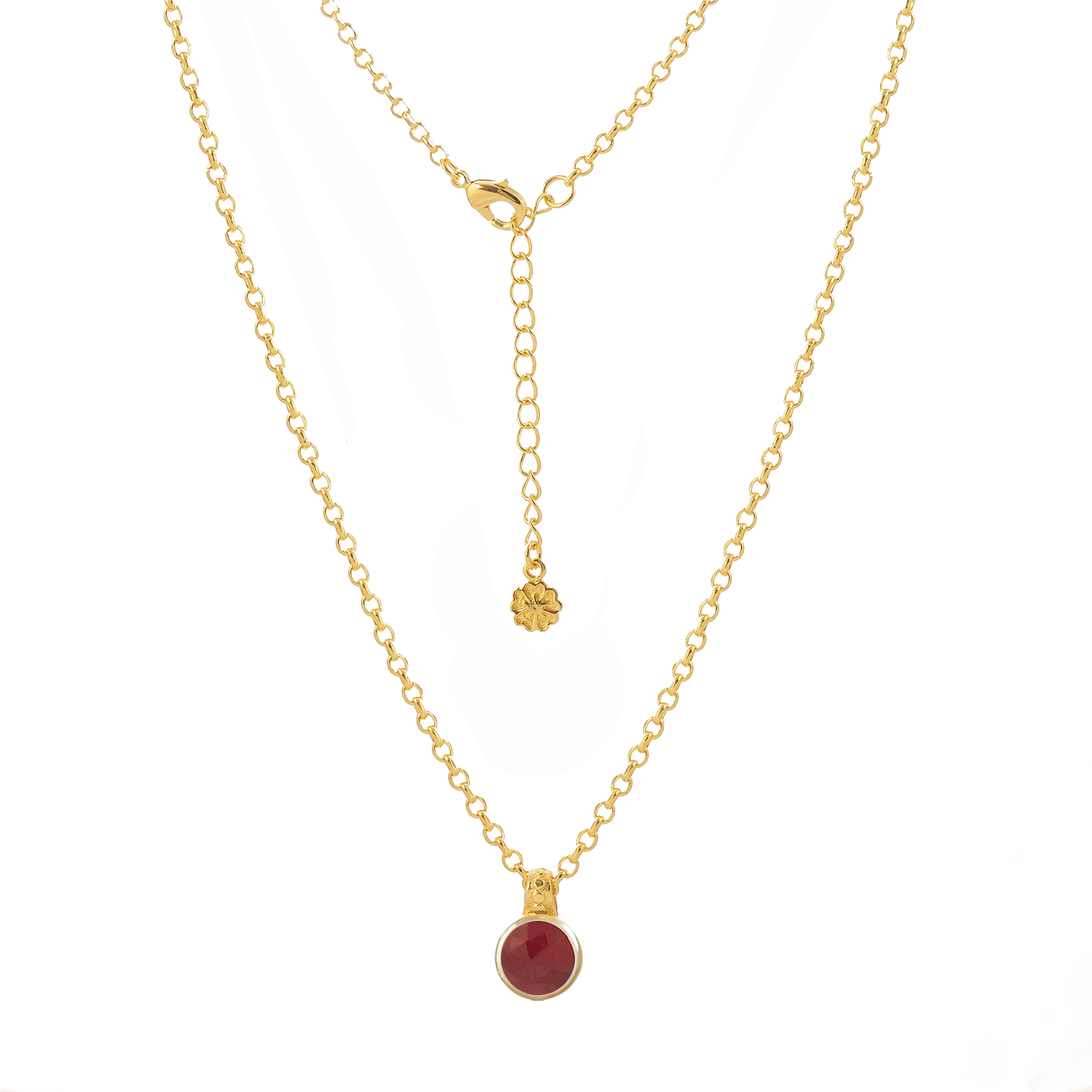 Charis Round Gemstone Necklace Ruby