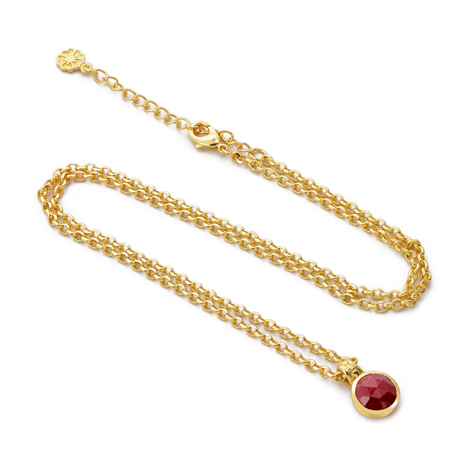 Charis Round Gemstone Necklace Ruby