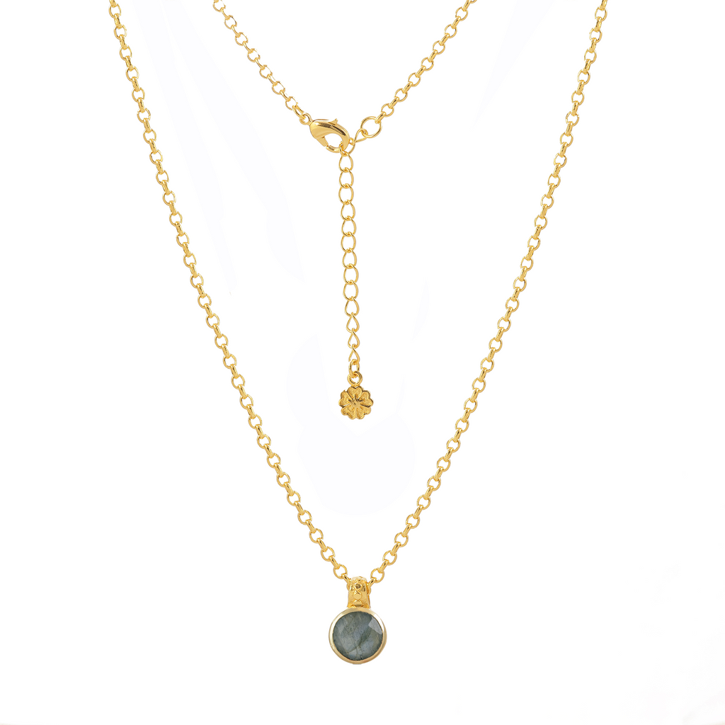 Charis Round Gemstone Necklace Labradorite