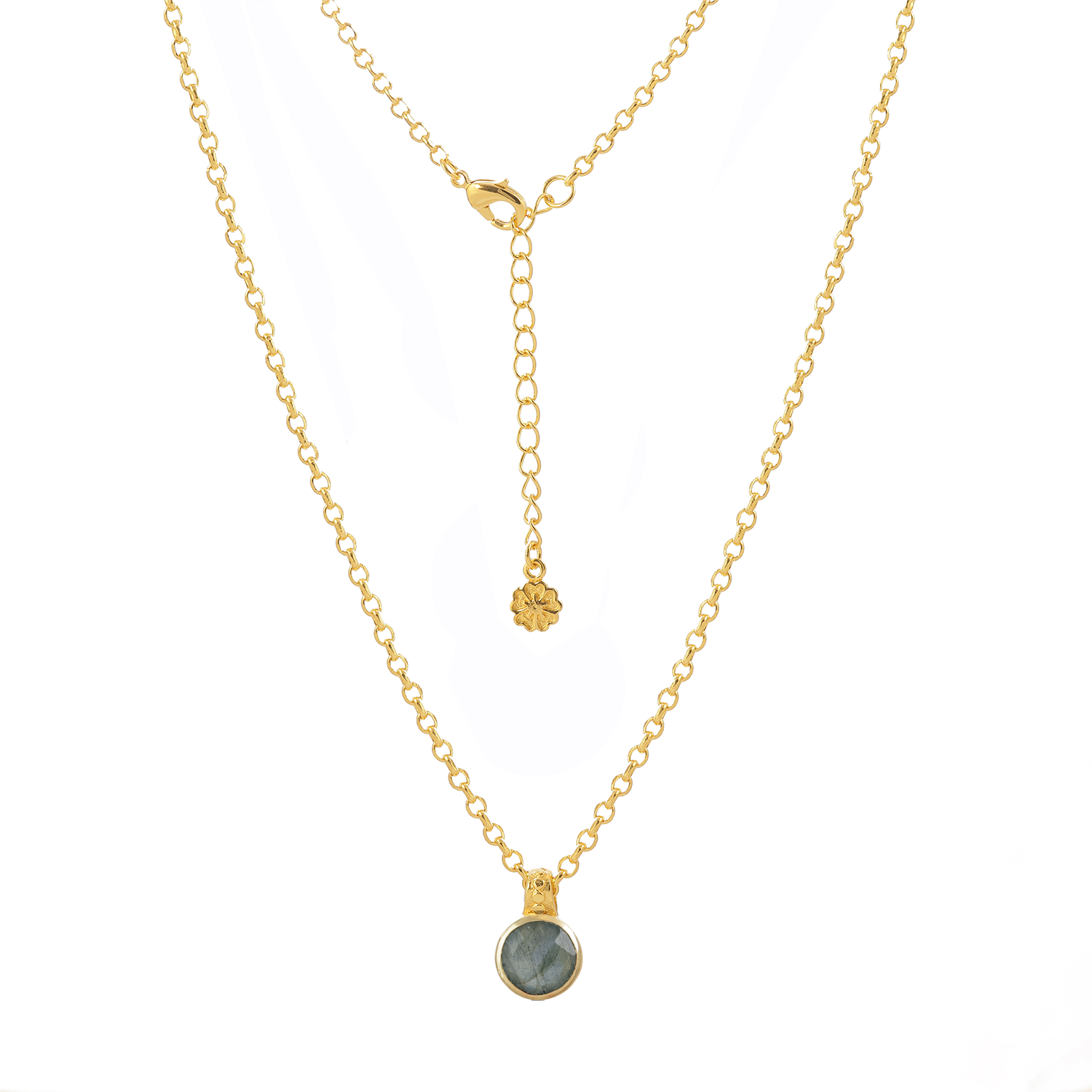 Charis Round Gemstone Necklace Labradorite