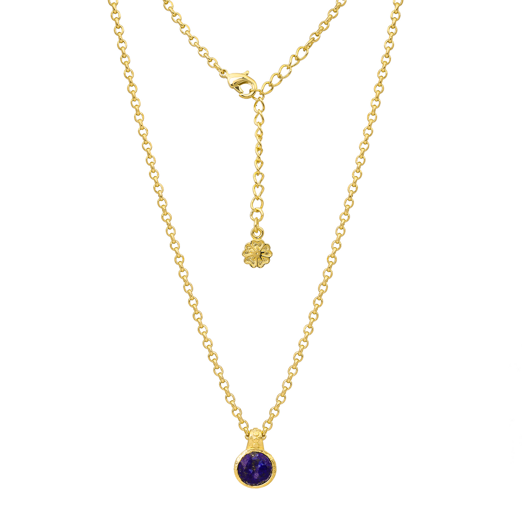 Charis Round Gemstone Necklace Lapis