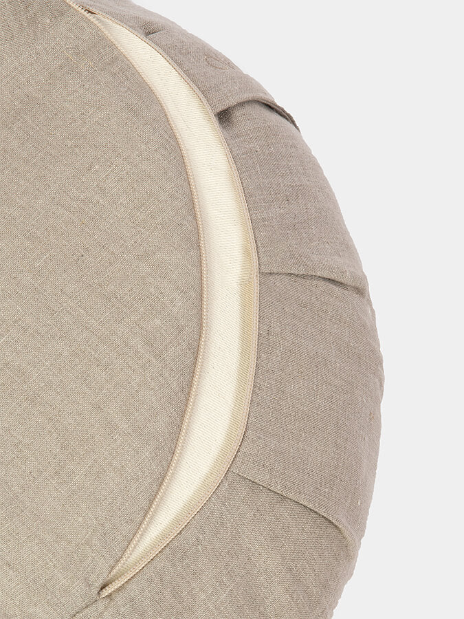 Organic Buckwheat Zafu Crescent Linen Meditation Cushion