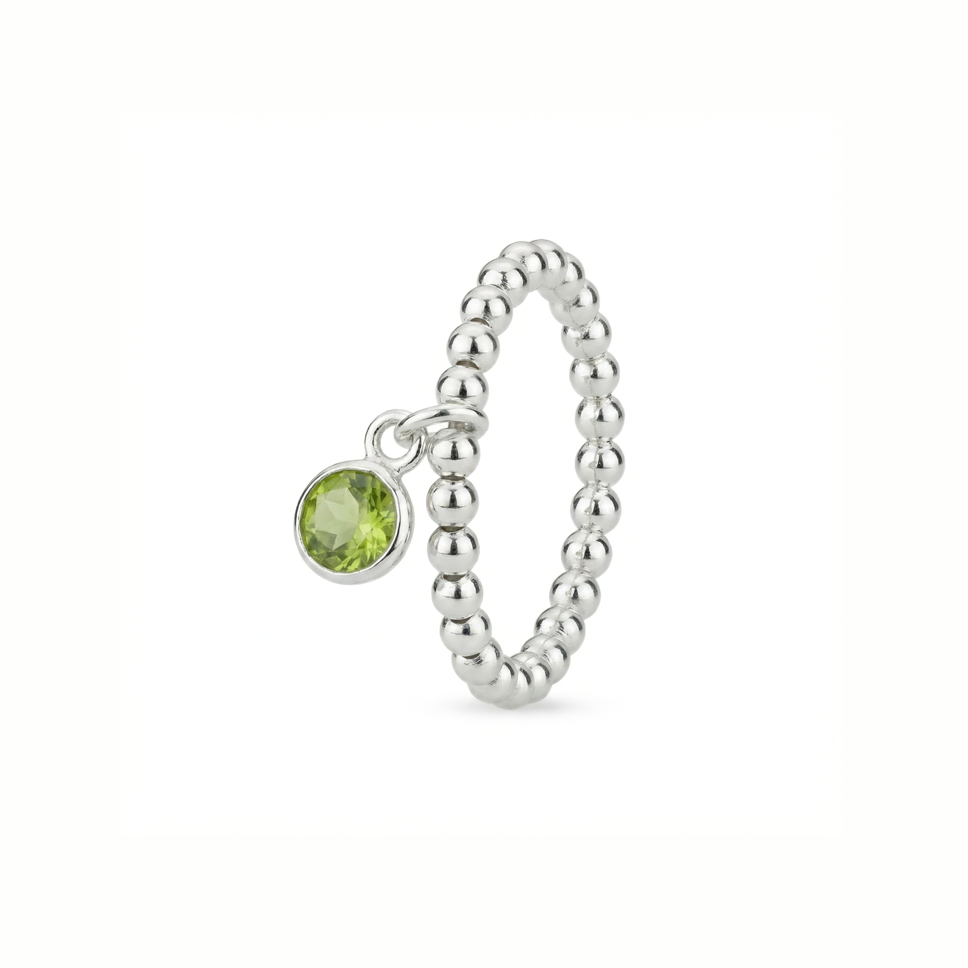 Peridot August Birthstone Charm Ring Stretch Bead Design