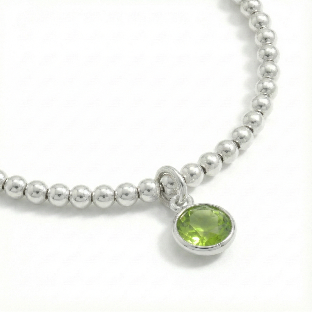 Peridot August Birthstone Stretch Bead Bracelet