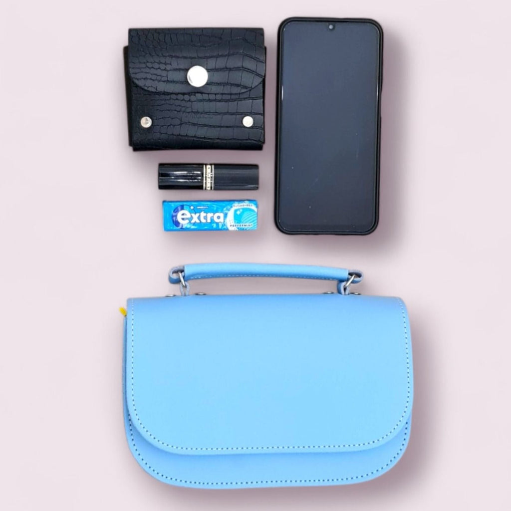 Aura Handmade Leather Bag in Baby Blue