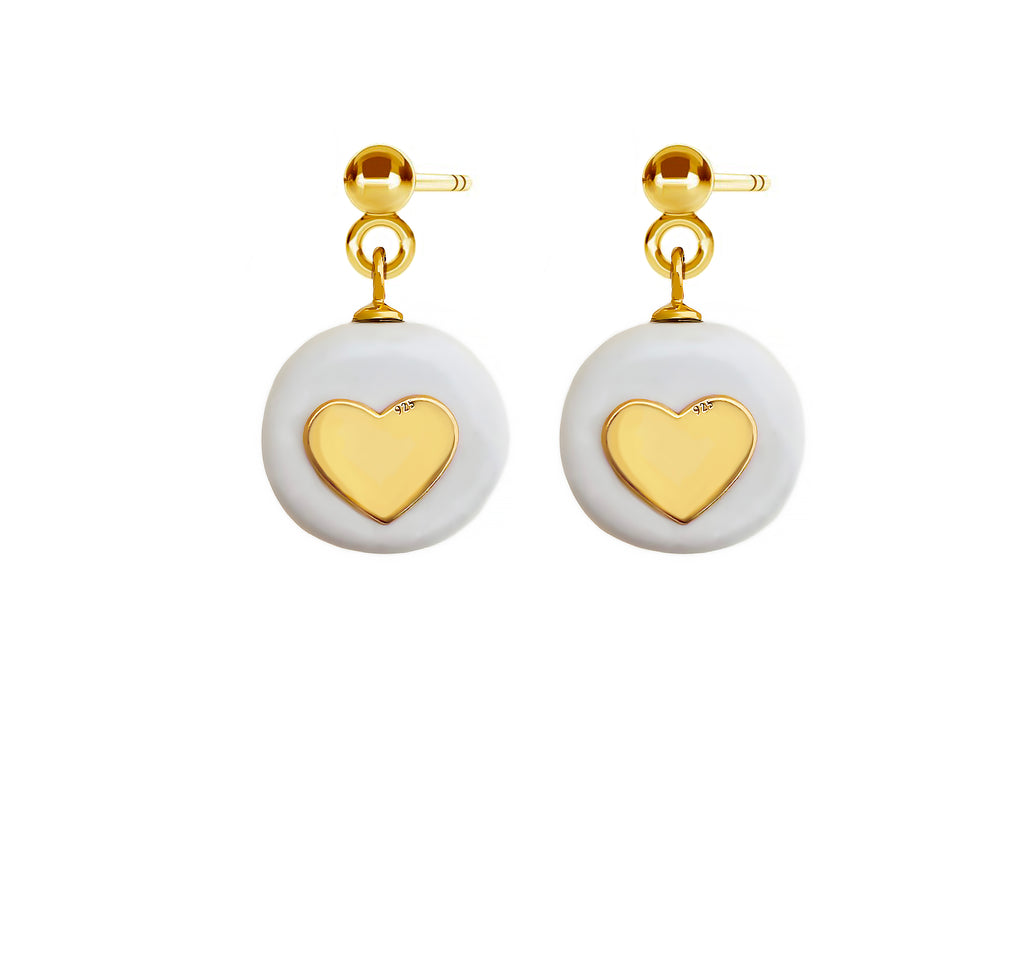 Pure Love Ceramic Earrings – Handmade, Gold & Silver Details by SCULP at www.brixbailey.com