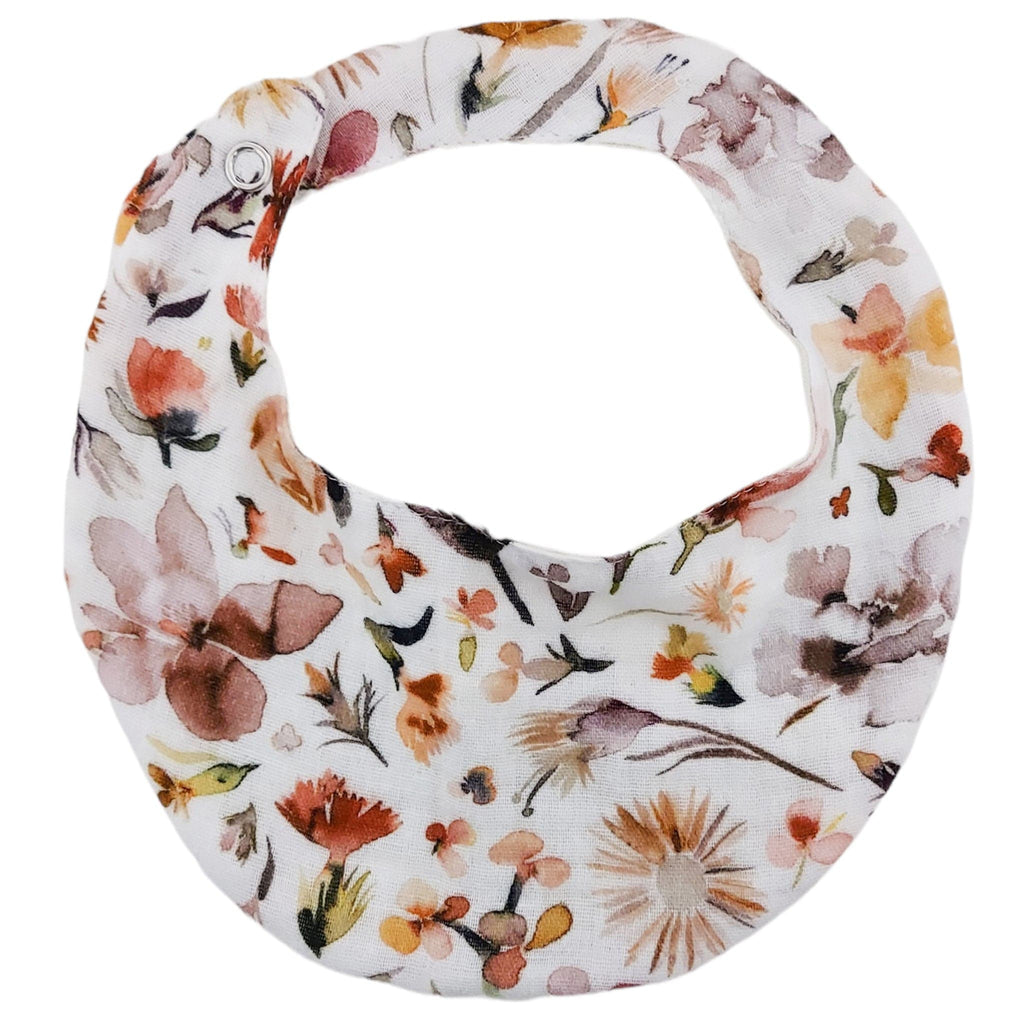 Autumn Floral Organic Muslin Bib for Babies