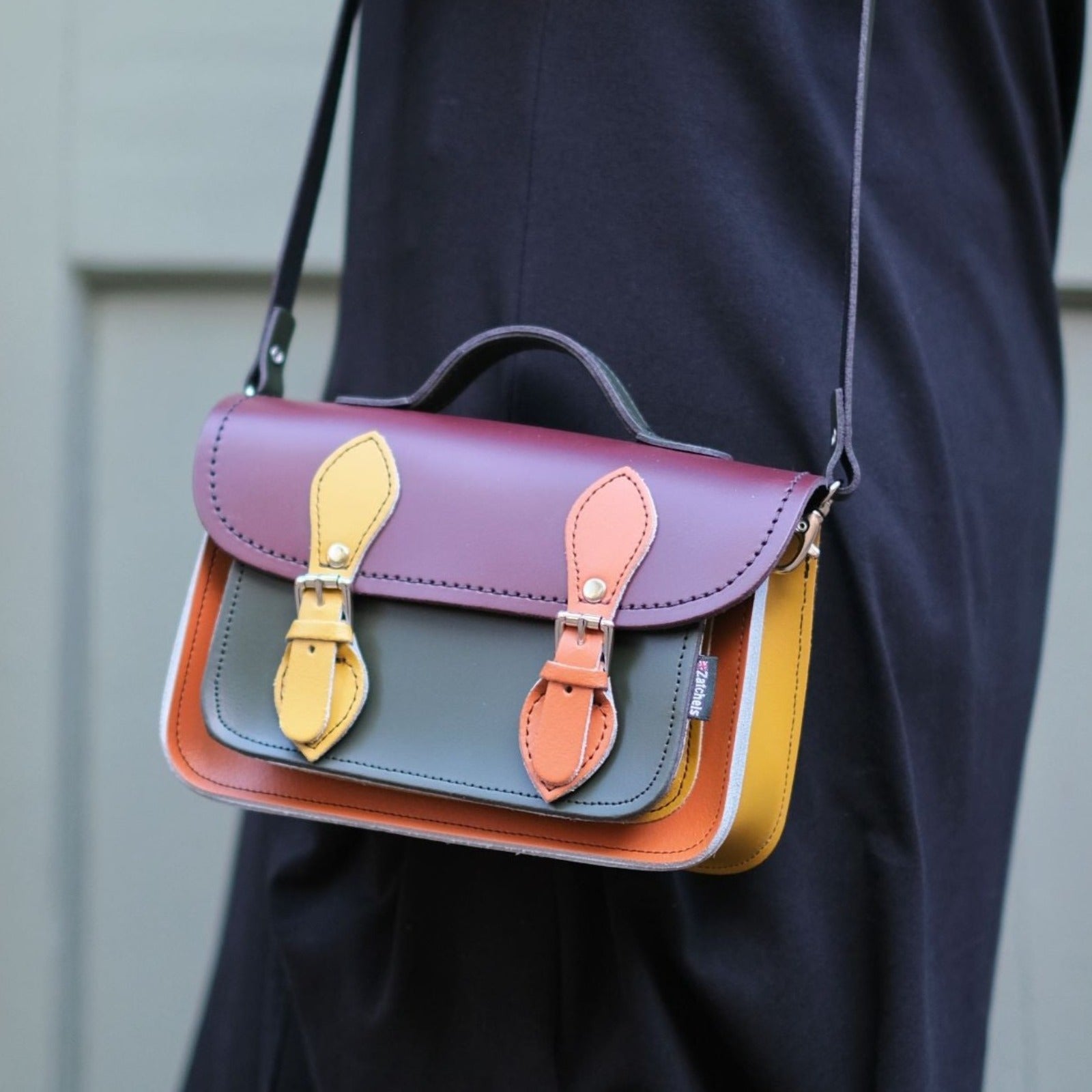 Handmade Leather Micro Satchel in Autumnal Kaleidoscope