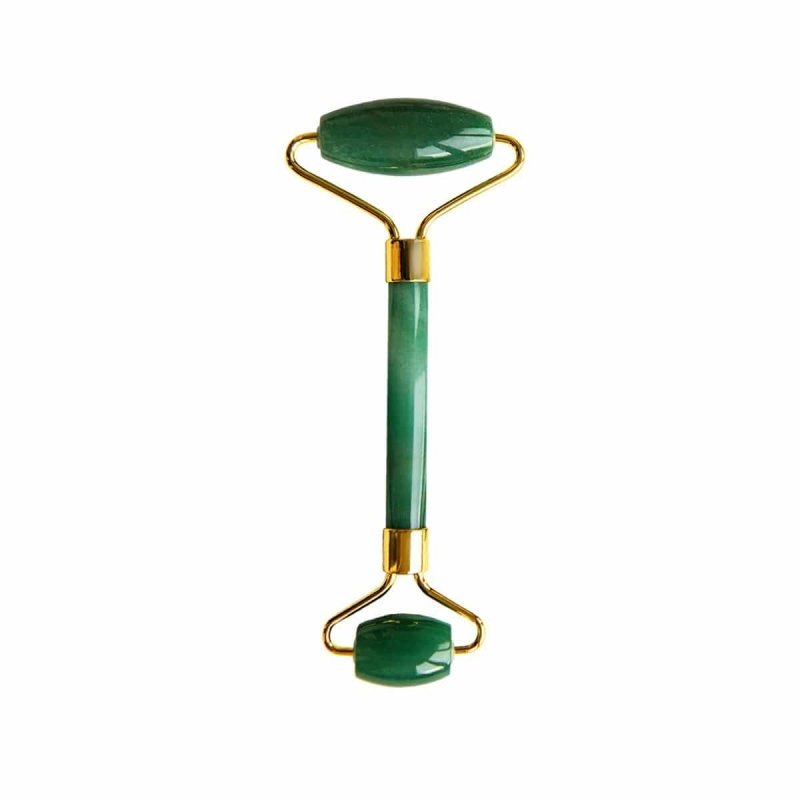 Aventurine Jade Soothing Energy Facial Roller with Gold Handle