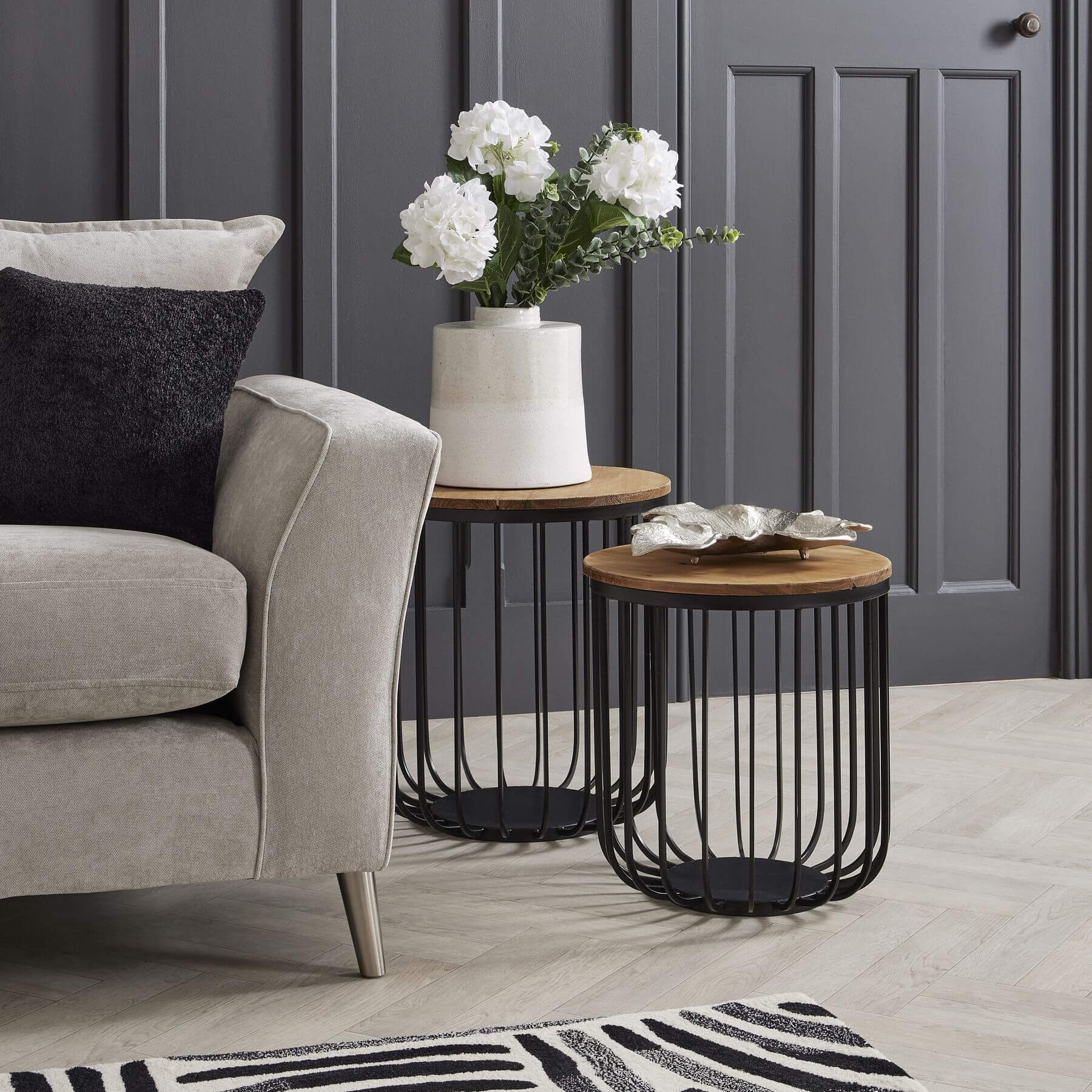 Lifelike white hydrangea silk flower stem with full lush blooms, perfect for elegant home decor arrangements by sostter at brixbailey.com