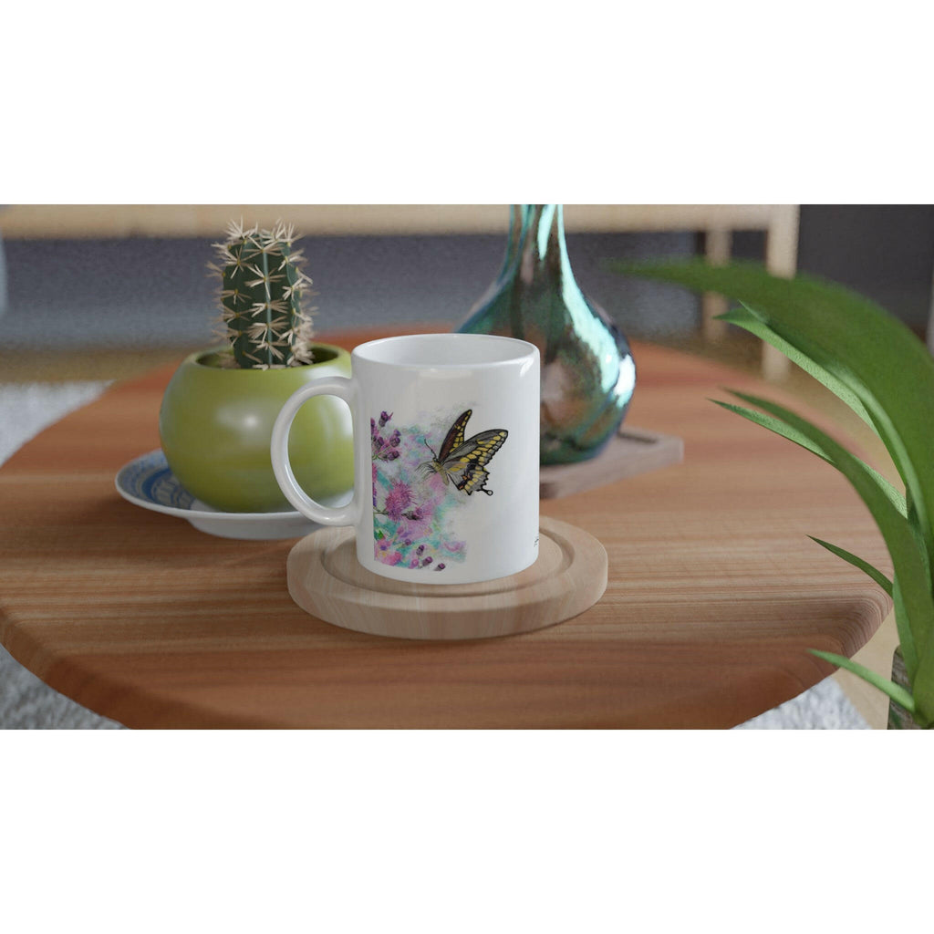 Yellow Butterfly Ceramic Coffee Mug 11oz