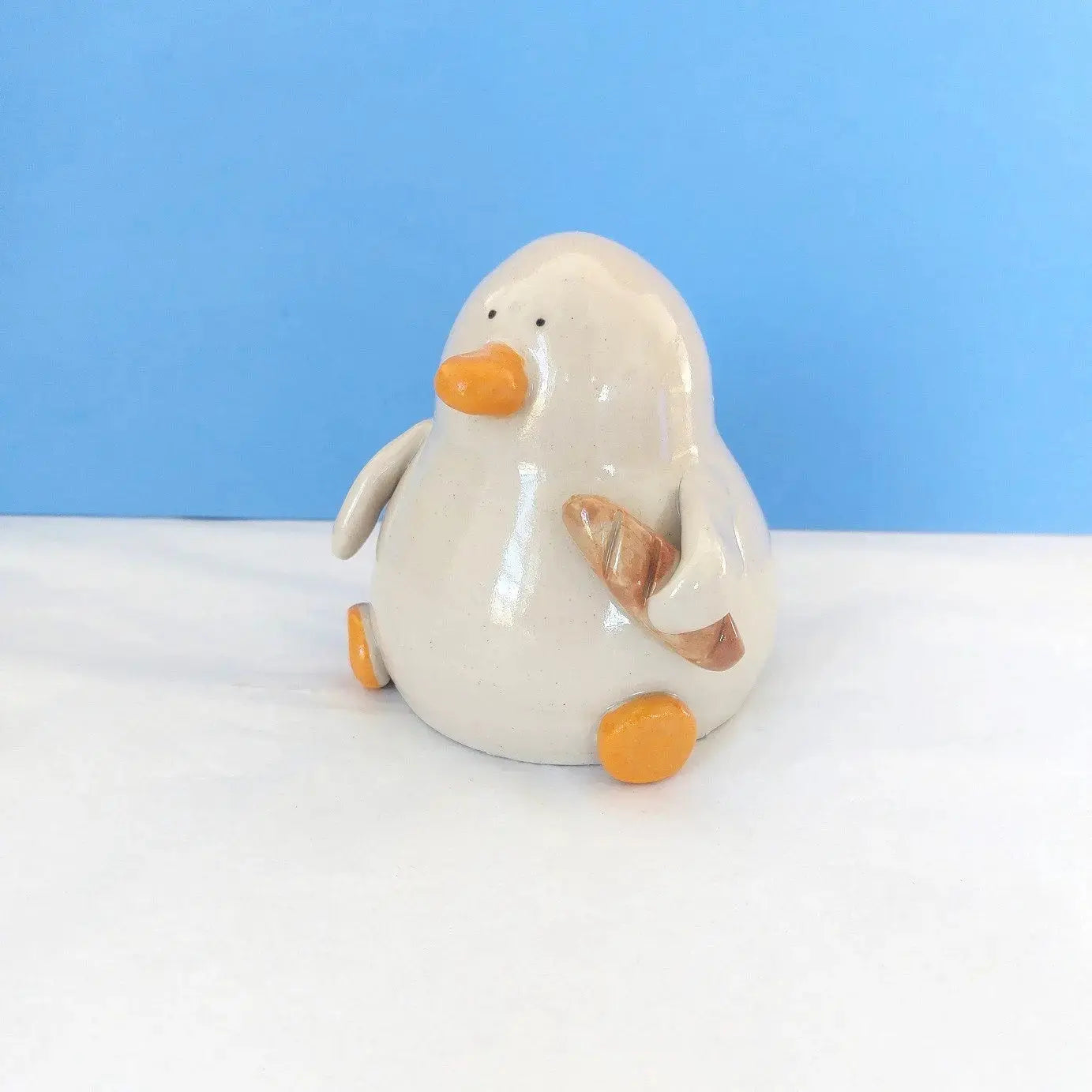 Ed with the Bread Ceramic Duck Ornament