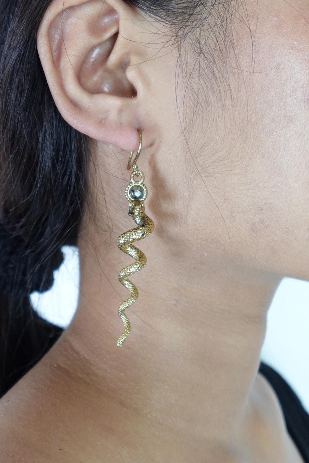 Spiral Twisted Snake Earrings in Gold and Silver Tone