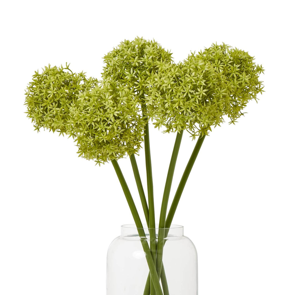 Green Allium artificial stem with spherical bloom, 80cm tall, vibrant plastic foliage for home decor by sostter at brixbailey.com