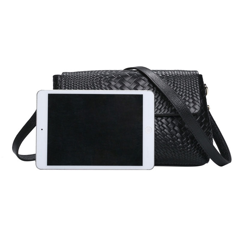 Genuine Leather Woven Crossbody Bag for Women
