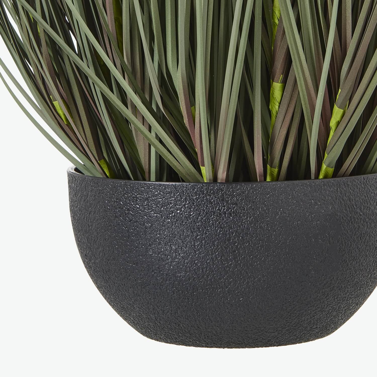Lifelike faux fountain grass in natural green tones with feathery plumes, 81cm tall in sleek black pot for home decor. by Sostter at brixbailey.com