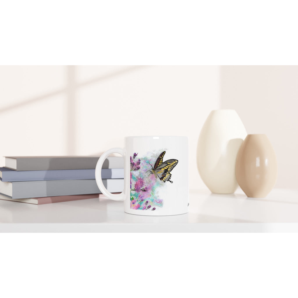 Yellow Butterfly Ceramic Coffee Mug 11oz