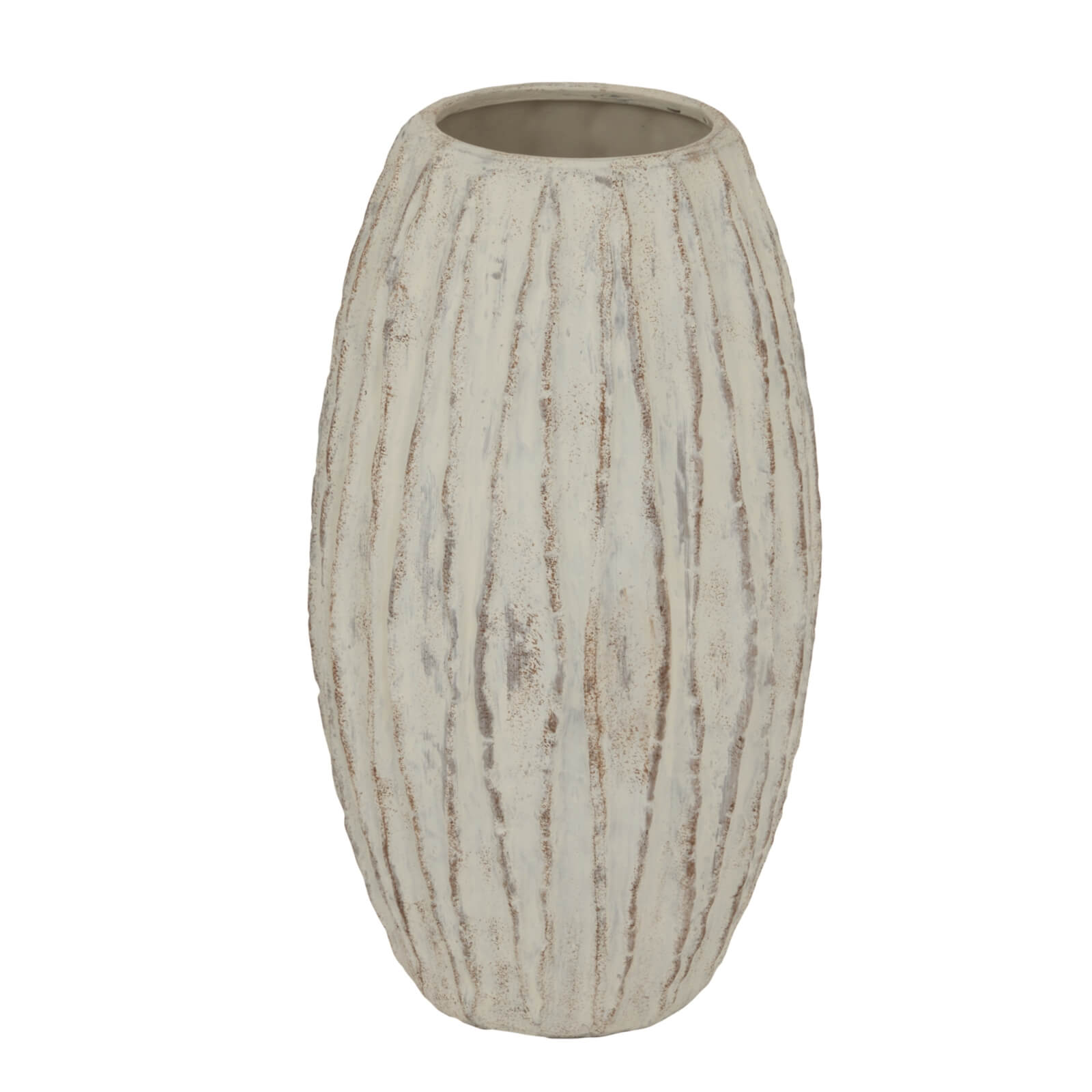 White ceramic Lorenza large fin vase with geometric texture, 49cm tall, modern home decor centerpiece by Sostter at brixbailey.com