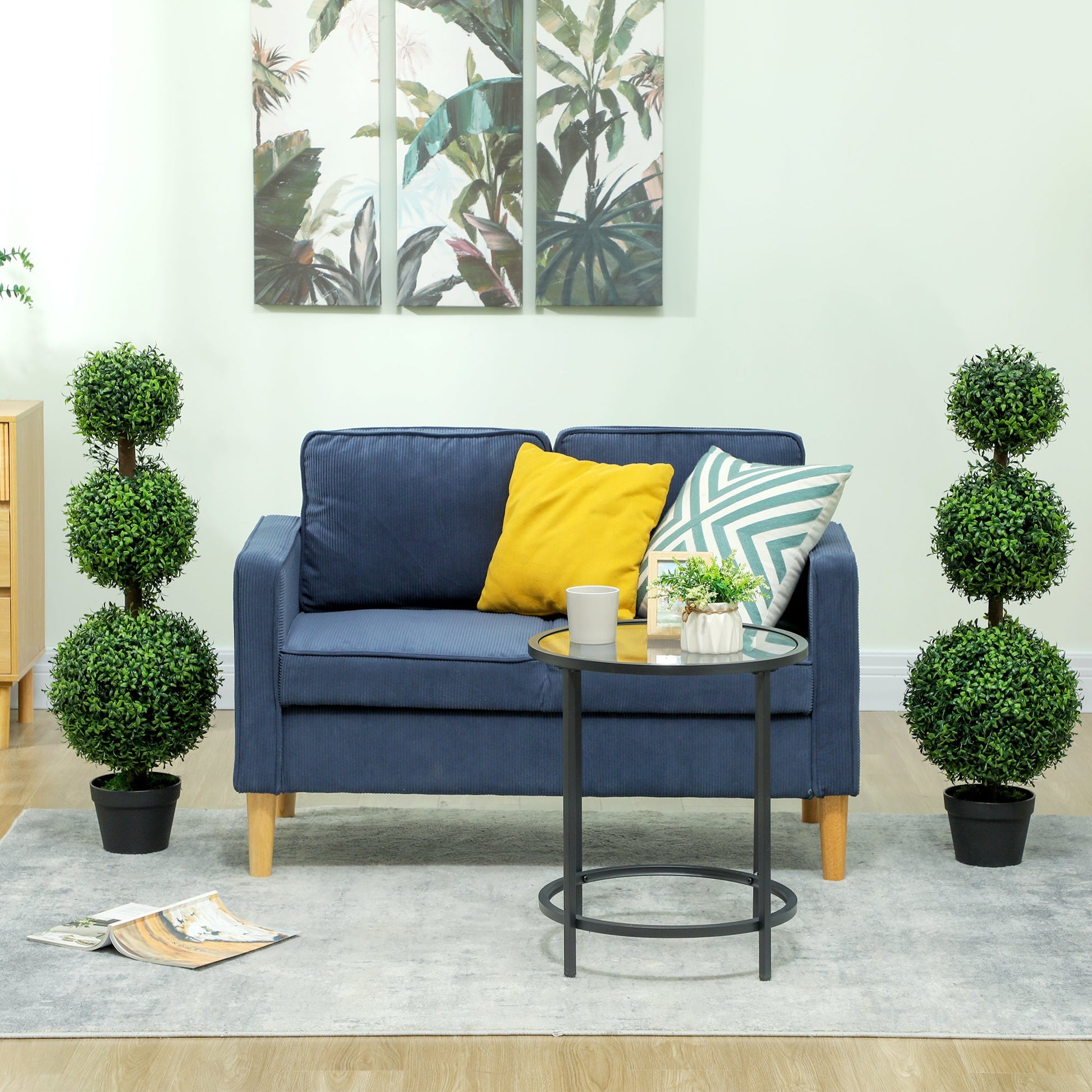 Set of 2 Decorative Artificial Boxwood Topiary Trees 100cm