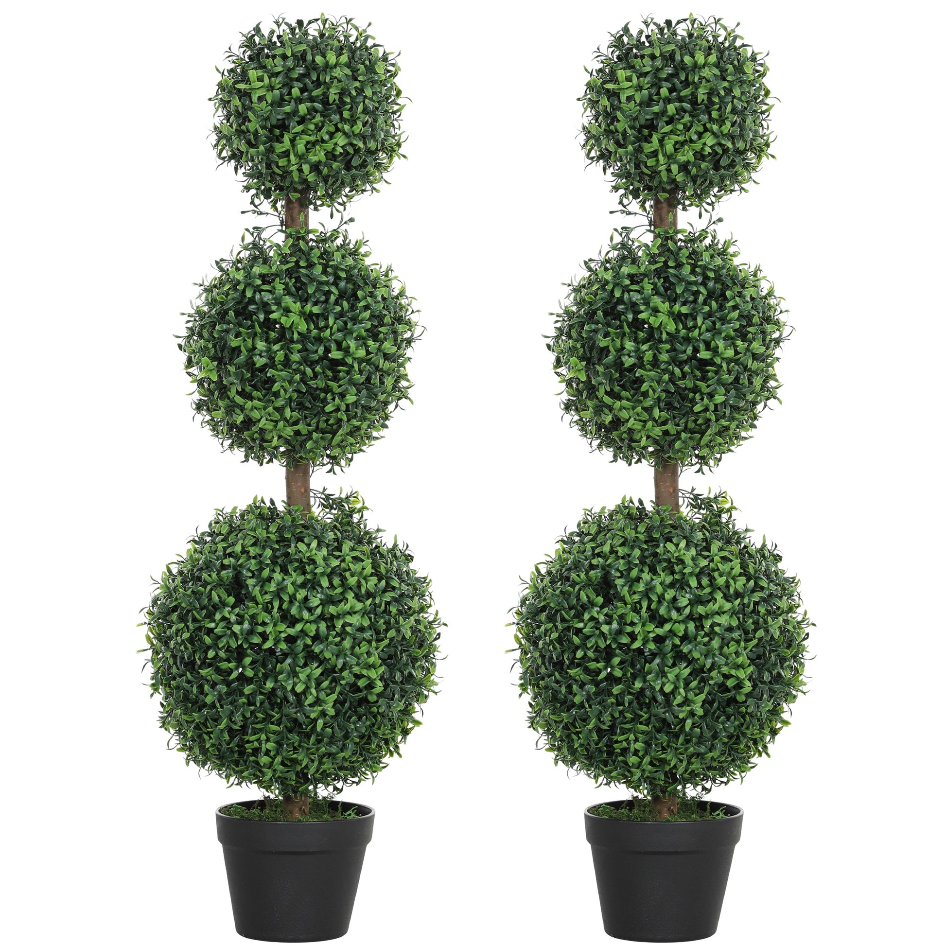 Set of 2 Decorative Artificial Boxwood Topiary Trees 100cm
