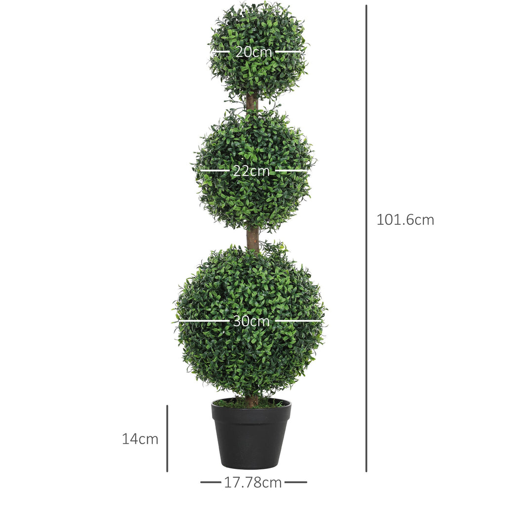 Set of 2 Decorative Artificial Boxwood Topiary Trees 100cm