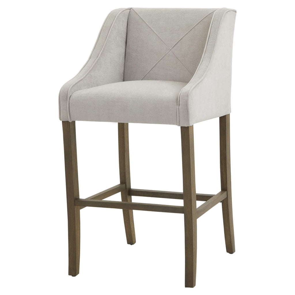 Epsom grey barstool with rubberwood frame and luxury upholstery, elegant piping, modern home decor (124 chars) by sostter at brixbailey.com
