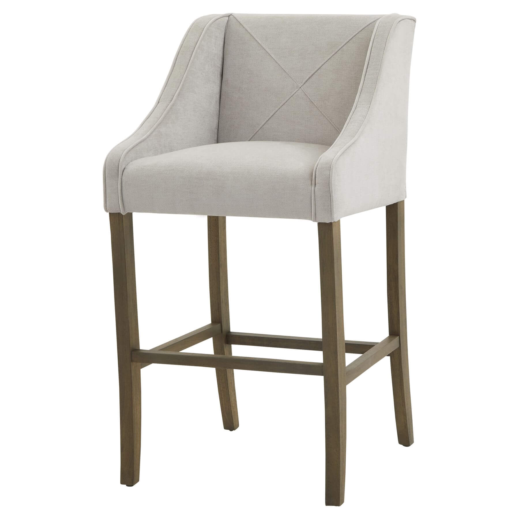 Epsom grey barstool with rubberwood frame and luxury upholstery, elegant piping, modern home decor (124 chars) by sostter at brixbailey.com
