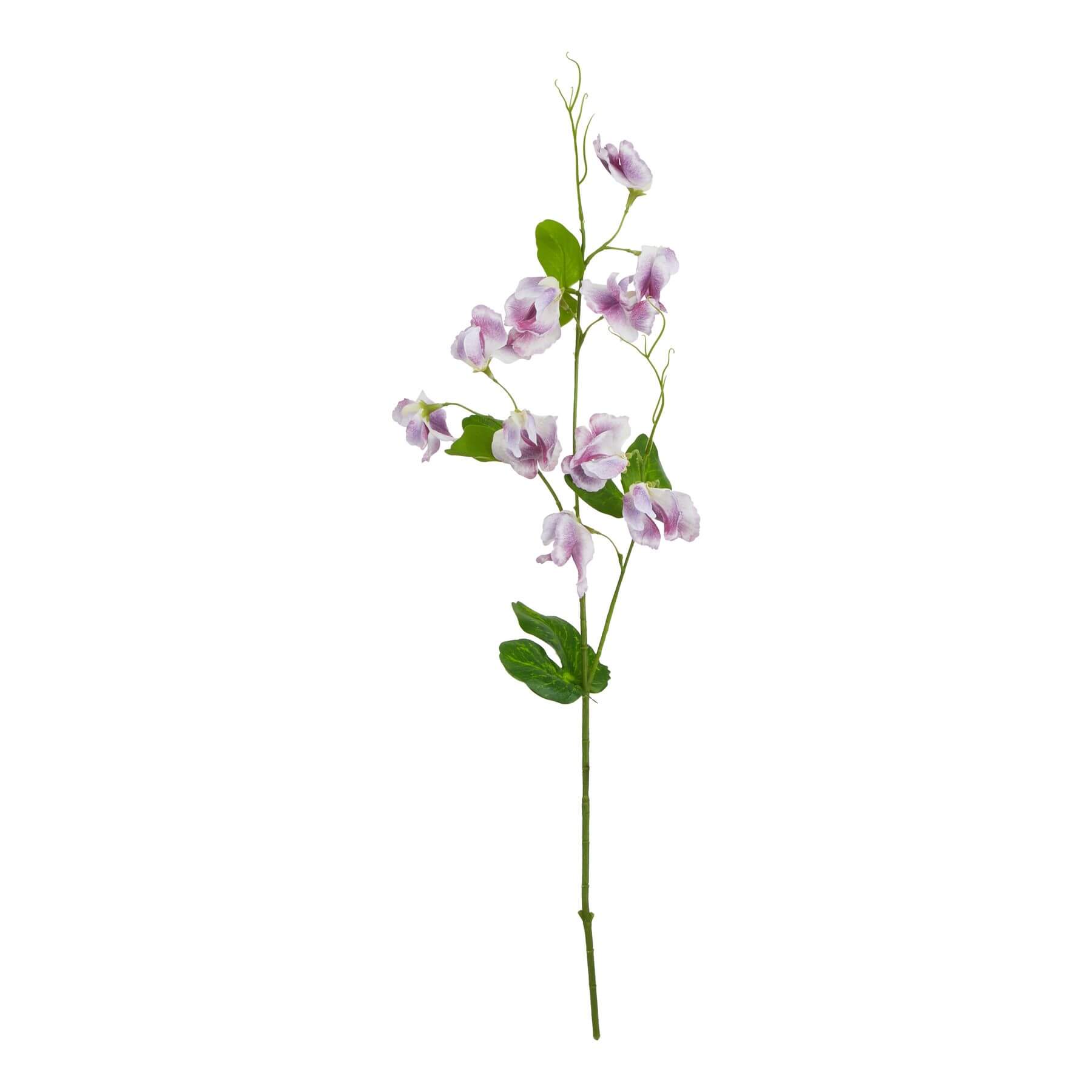 Lifelike purple artificial sweetpea stem, 24 inches, with natural shading and realistic plastic petals for floral arrangements by sostter at brixbailey.com