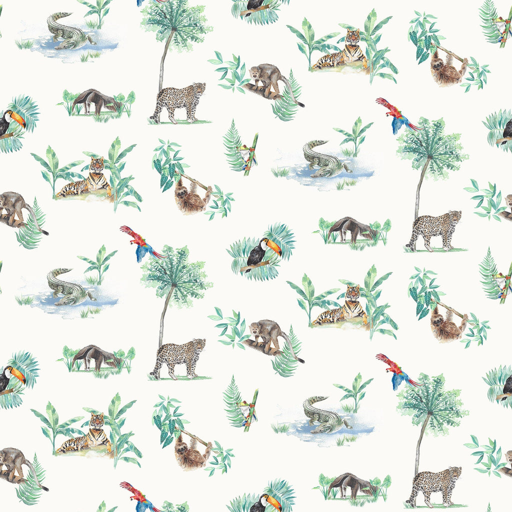 Rainforest Creatures Tropical Wallpaper for Children's Rooms