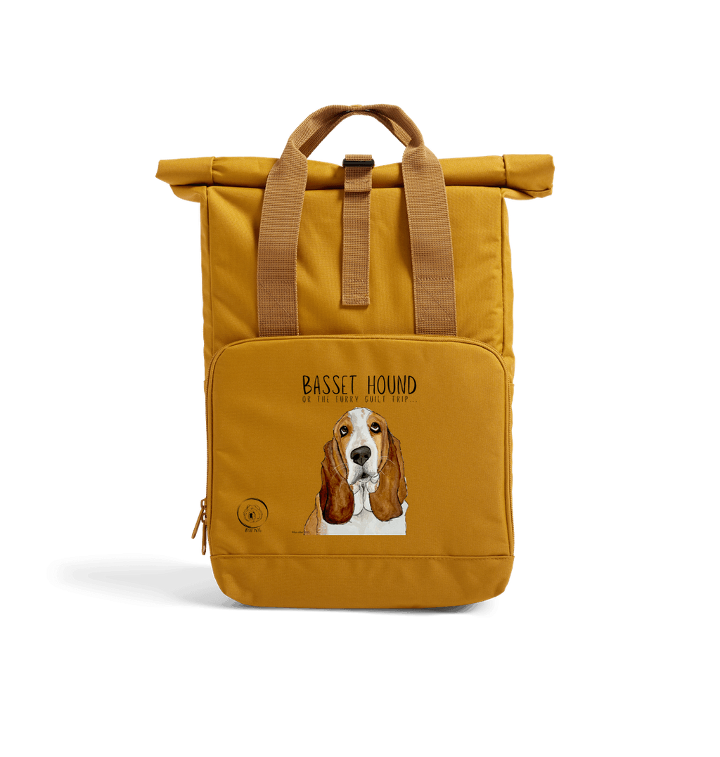 Basset Hound Roll Top Backpack Sustainable Stylish