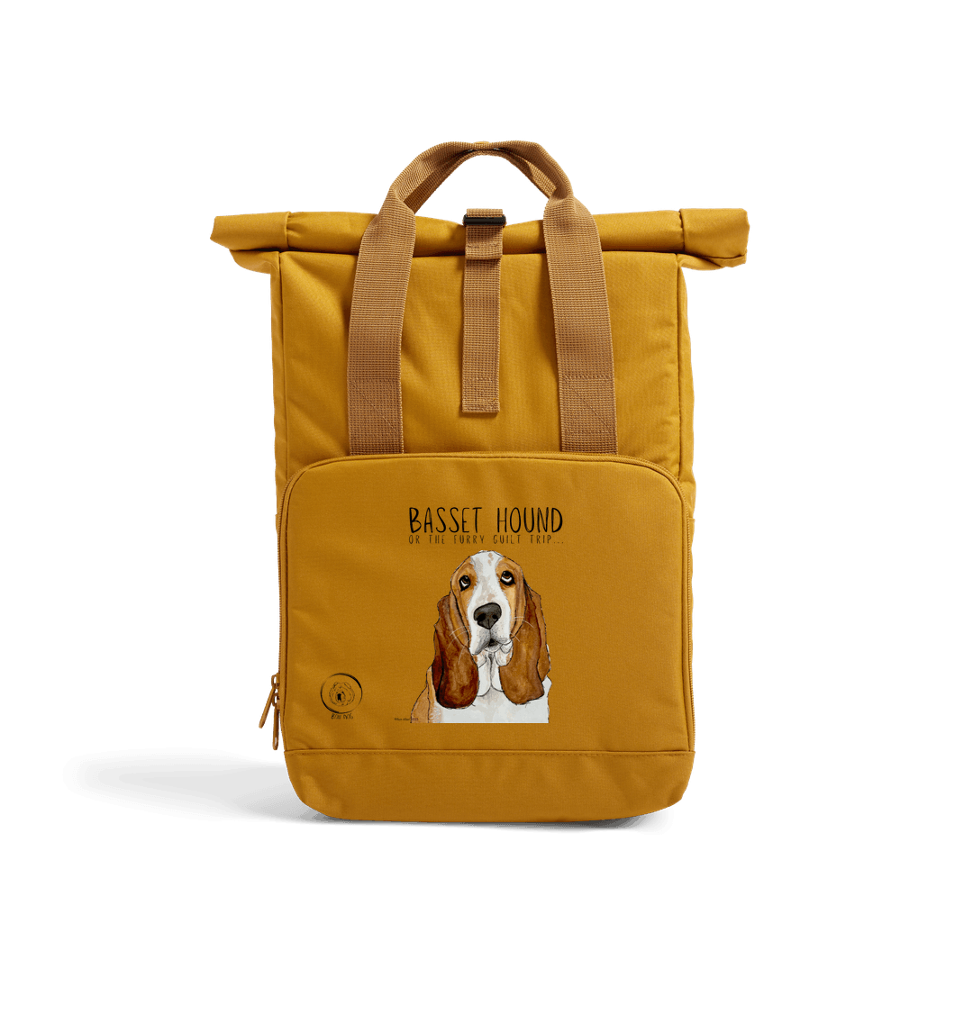 Basset Hound Roll Top Backpack Sustainable Stylish