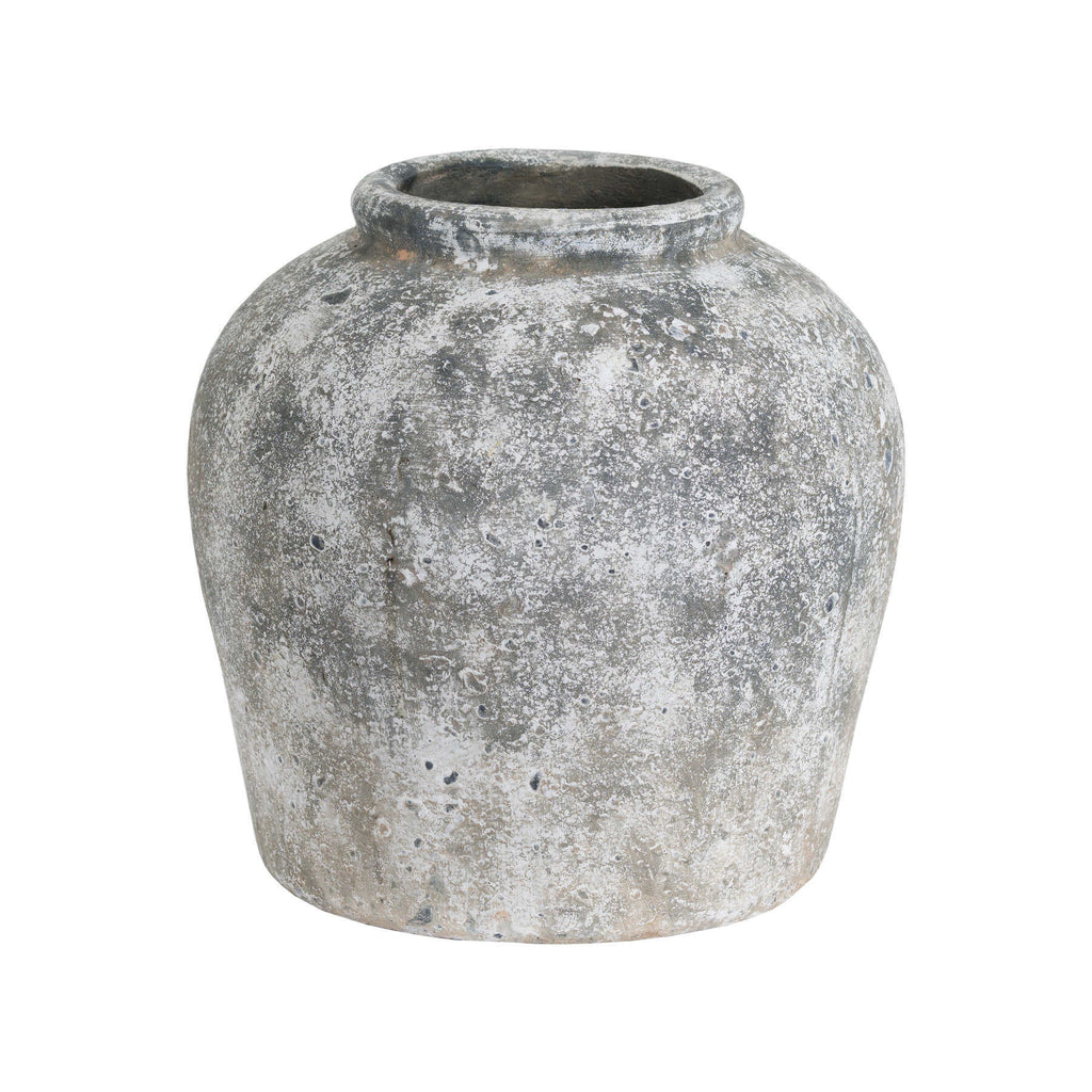 Aged stone ceramic vase, 30cm tall with natural texture, perfect for floral arrangements in modern or traditional decor. by Sostter at brixbailey.com