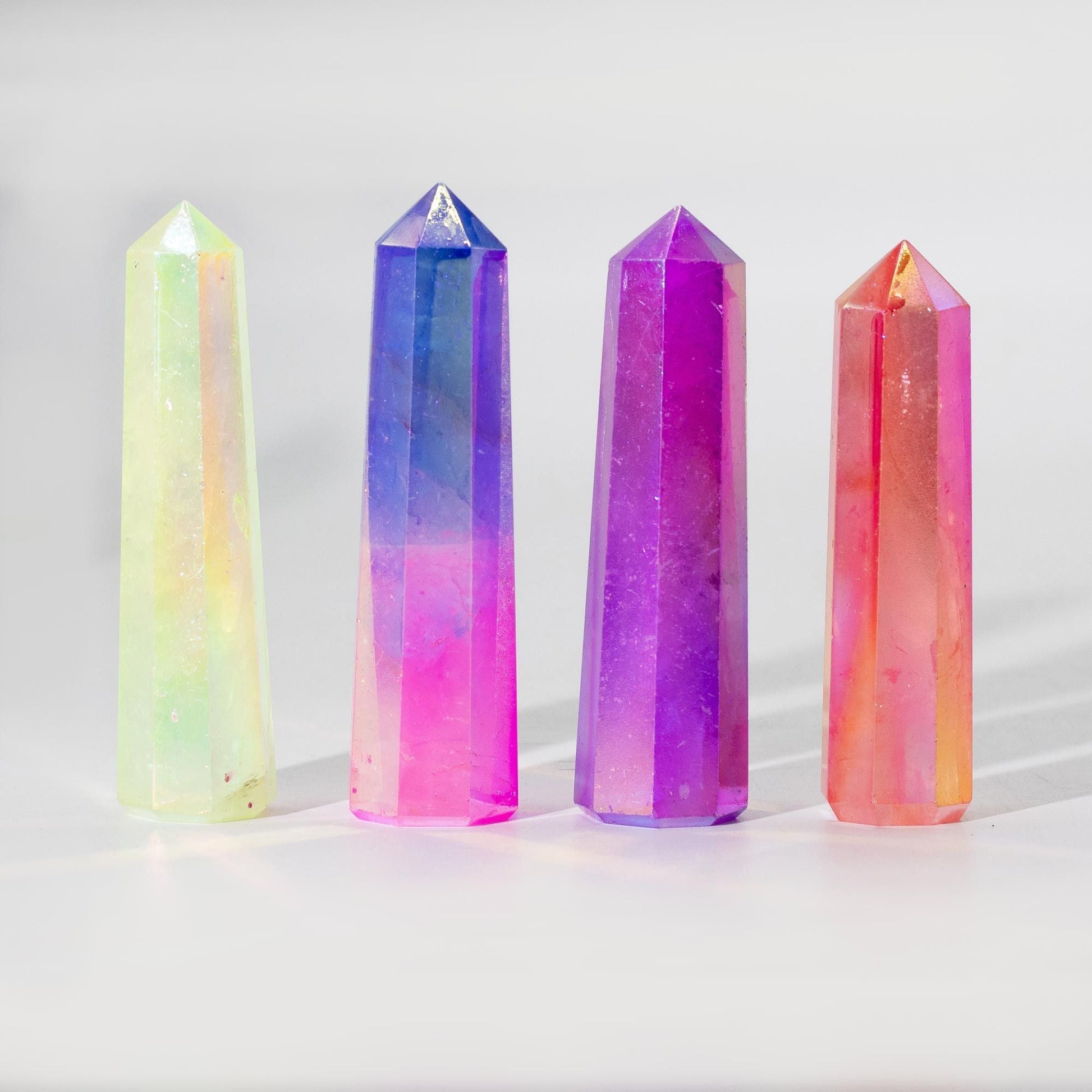 Pink and Blue Aurora Quartz Obelisk Point 9cm