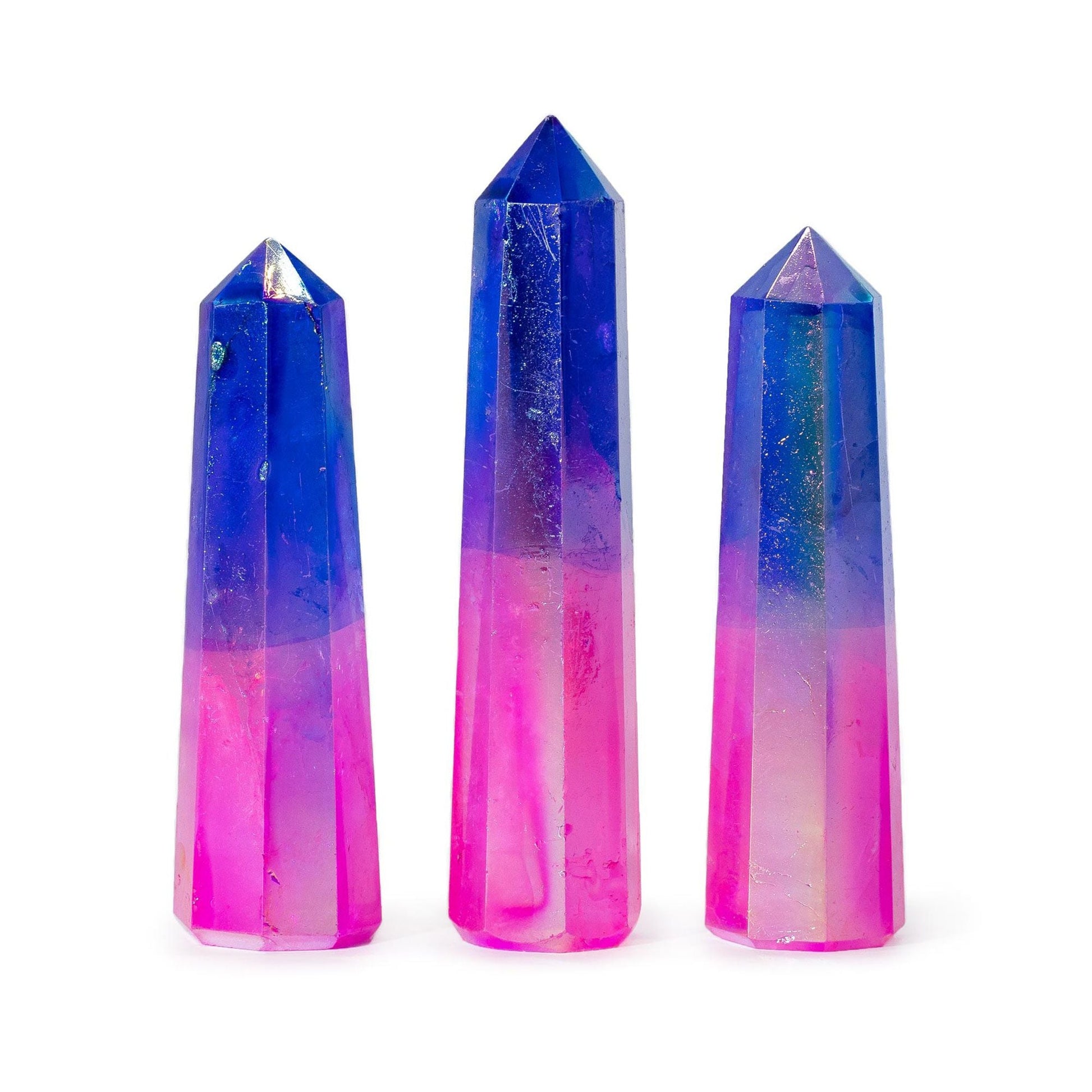 Pink and Blue Aurora Quartz Obelisk Point 9cm
