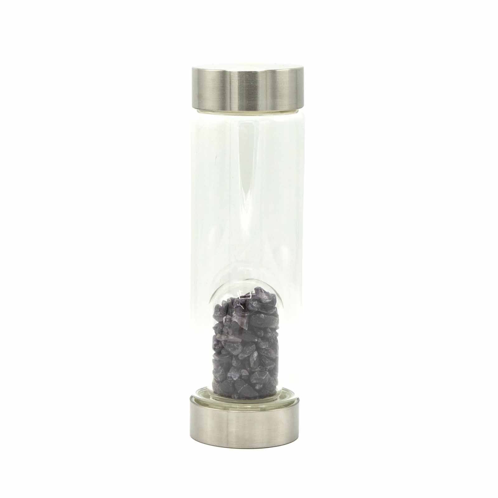 Crystal Infused Glass Water Bottle Amethyst