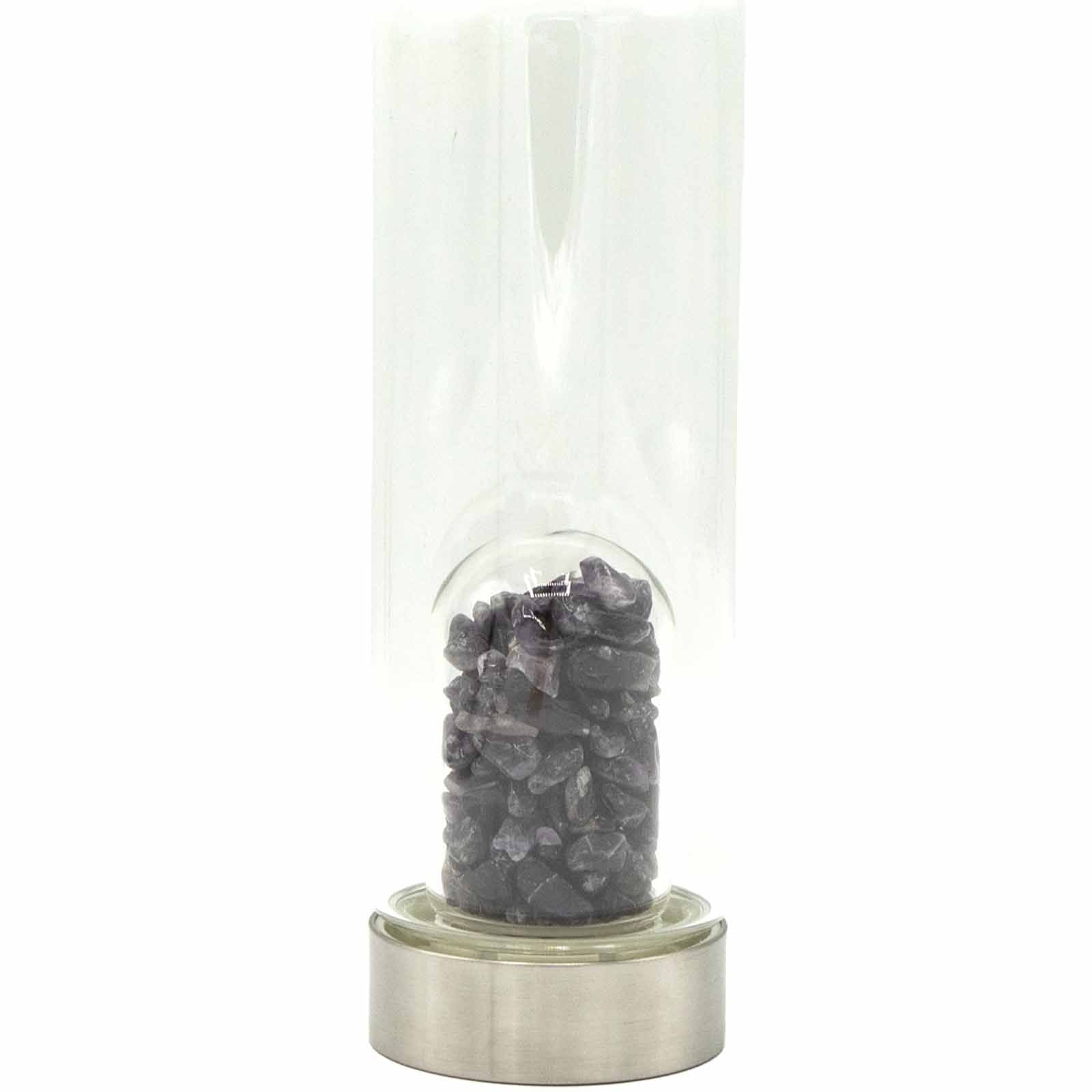 Crystal Infused Glass Water Bottle Amethyst