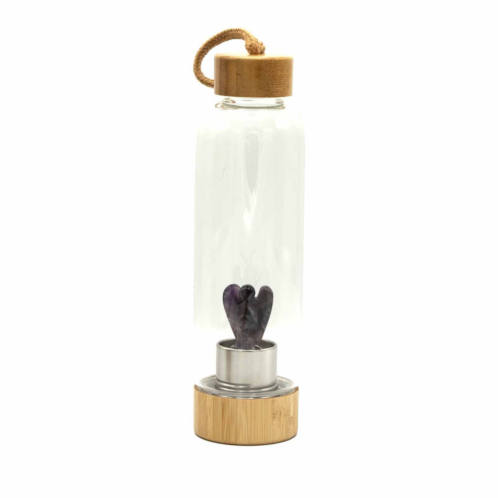 Crystal Infused Glass Water Bottle Amethyst